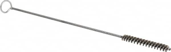 Schaefer Brush - 3" Long x 3/8" Diam Stainless Steel Long Handle Wire Tube Brush - Single Spiral, 27" OAL, 0.005" Wire Diam, 0.145" Shank Diam - Caliber Tooling