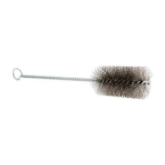 Schaefer Brush - 3" Long x 1-1/2" Diam Stainless Steel Long Handle Wire Tube Brush - Single Spiral, 27" OAL, 0.009" Wire Diam, 3/8" Shank Diam - Caliber Tooling