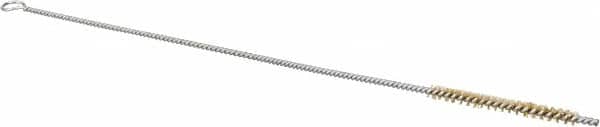 Schaefer Brush - 3" Long x 1/4" Diam Brass Long Handle Wire Tube Brush - Single Spiral, 27" OAL, 0.005" Wire Diam, 0.13" Shank Diam - Caliber Tooling