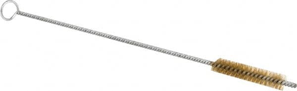 Schaefer Brush - 3" Long x 1/2" Diam Brass Long Handle Wire Tube Brush - Single Spiral, 27" OAL, 0.006" Wire Diam, 0.17" Shank Diam - Caliber Tooling