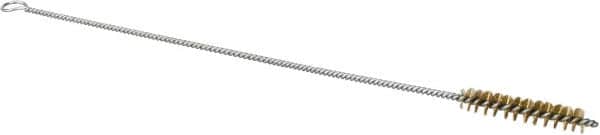 Schaefer Brush - 3" Long x 5/8" Diam Brass Long Handle Wire Tube Brush - Single Spiral, 27" OAL, 0.006" Wire Diam, 3/8" Shank Diam - Caliber Tooling