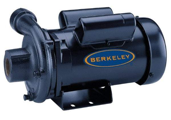 Berkeley - TEFC Motor, 230 Volt, 1 Phase, 2 HP, Cast Iron Straight Pump - 1-1/2 Inch Inlet, 1-1/4 Inch Outlet, 131 Max Head psi, Brass Impeller - Caliber Tooling