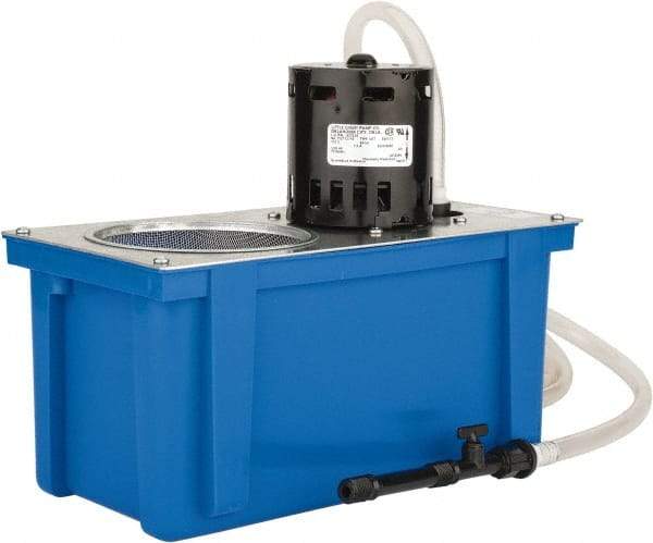 Little Giant Pumps - 1 Gallon Tank Capacity, 6' Coolant Line, Polypropylene Tank, Flood Coolant System - 12" Tank Length x 6" Tank Width x 9-1/4" Tank Height - Caliber Tooling