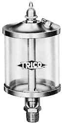 Trico - 1 Outlet, Glass Bowl, 1 Ounce Manual-Adjustable Oil Reservoir - 1/8 NPT Outlet, 1-5/8" Diam x 5-11/16" High - Caliber Tooling