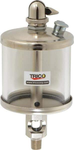 Trico - 1 Outlet, Glass Bowl, 5 Ounce Manual-Adjustable Oil Reservoir - 1/8 NPT Outlet, 2-5/8" Diam x 6-1/16" High - Caliber Tooling