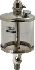 Trico - 1 Outlet, Glass Bowl, 5 Ounce Manual-Adjustable Oil Reservoir - 1/4 NPT Outlet, 2-5/8" Diam x 6-1/16" High - Caliber Tooling