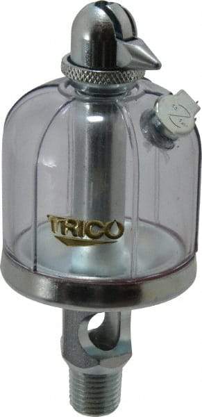 Trico - 1 Outlet, Acrylic Bowl, 2 Ounce Manual-Adjustable Oil Reservoir - 1/4 NPT Outlet, 1-15/16" Diam x 4-1/2" High - Caliber Tooling