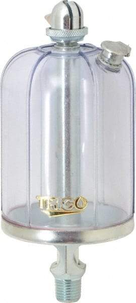 Trico - 1 Outlet, Acrylic Bowl, 8 Ounce Manual-Adjustable Oil Reservoir - 1/4 NPT Outlet, 2-5/8" Diam x 6-3/8" High - Caliber Tooling