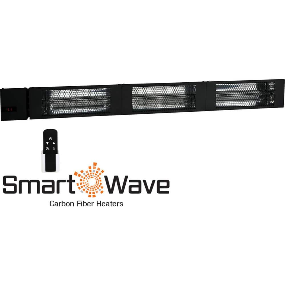 Infrared Suspended Heaters; Heating Capacity: 15354; Voltage: 208.00; Phase: Single; Length (Inch): 61.00; Height (Inch): 12.62 in; Width (Inch): 6; Width (Decimal Inch): 6; Element Type: Carbon Fiber Emitter; Housing Color: Black; Maximum Amperage: 21.60