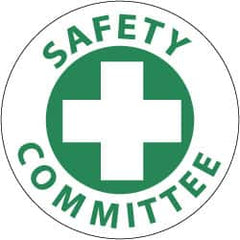 NMC - Safety Committee, Hard Hat Label - Green on White, 2" Thick, For Accident Prevention - Caliber Tooling