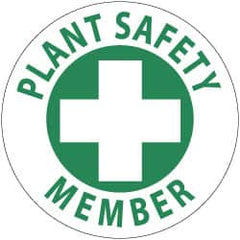 NMC - Plant Safety Member, Hard Hat Label - Green on White, 2" Thick, For Accident Prevention - Caliber Tooling