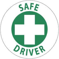 NMC - Safe Driver, Hard Hat Label - Green on White, 2" Thick, For Accident Prevention - Caliber Tooling