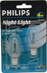 Philips - 4 Watt Incandescent Residential/Office Candelabra Screw Lamp - 2,700°K Color Temp, 16 Lumens, 120 Volts, Dimmable, C7, 3,000 hr Avg Life - Caliber Tooling