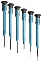 Moody Tools - 6 Piece Slotted Screwdriver Set - Round Shank, Multi Handle - Caliber Tooling