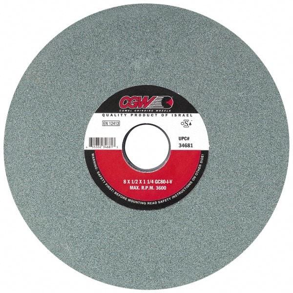 Camel Grinding Wheels - 7" Diam x 1-1/4" Hole x 3/4" Thick, I Hardness, 100 Grit Surface Grinding Wheel - Silicon Carbide, Type 5, Fine Grade, 3,760 Max RPM, Vitrified Bond, One-Side Recess - Caliber Tooling