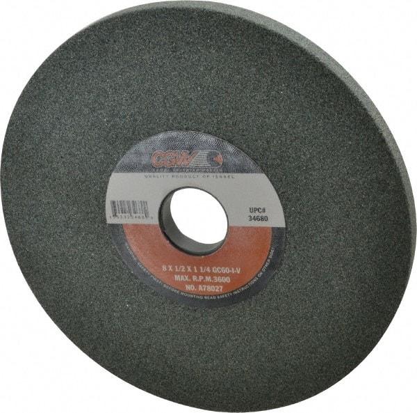 Camel Grinding Wheels - 8" Diam x 1-1/4" Hole x 1/2" Thick, I Hardness, 60 Grit Surface Grinding Wheel - Silicon Carbide, Type 1, Medium Grade, 3,600 Max RPM, Vitrified Bond, No Recess - Caliber Tooling