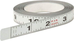 Starrett - 12 Ft. Long x 1/2 Inch Wide, 1/32 and 1/16 Inch Graduation, White, Steel Adhesive Tape Measure - Caliber Tooling