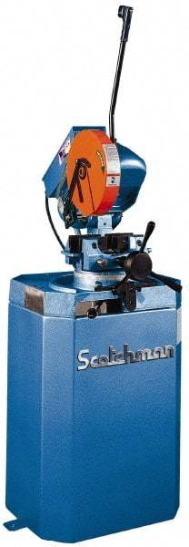 Scotchman - 2 Cutting Speeds, 10-3/4" Blade Diam, Cold Saw - 60 & 120 RPM Blade Speed, Floor Machine, 3 Phase, Compatible with Ferrous Material - Caliber Tooling