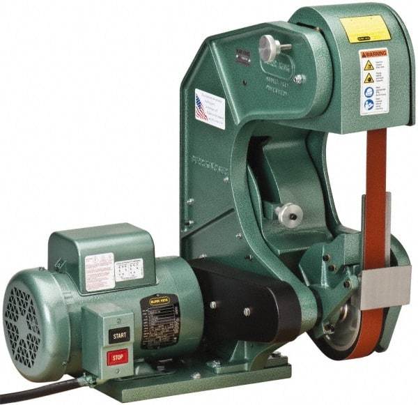 Burr King - 60 Inch Long x 1-1/2 Inch Wide Belt Grinder - 1.5 hp, 120 Volts, Vertical Belt, 800 to 8,000 Ft. per Min Belt Speed - Caliber Tooling