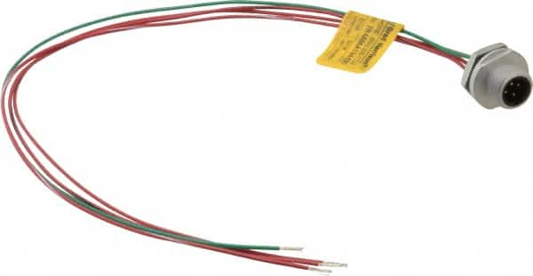 Brad Harrison - 4 Amp, 1/2-20 UNF Male Straight Receptacle - 250 VAC/VDC, 0.31m Cable Length, IP67 Ingress Rating - Caliber Tooling