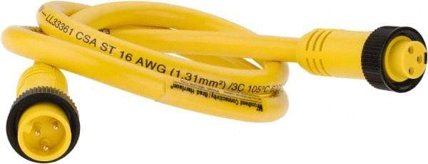 Brad Harrison - 13 Amp, Female Straight, Male Straight Cordset Sensor and Receptacle - 600 Volt, 0.91m Cable Length, IP67 Ingress Rating - Caliber Tooling