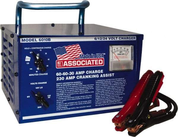 Associated Equipment - 6/12/24 Volt Battery Charger - 60 Amps/60 Amps/30 Amps, 230 Starter Amps - Caliber Tooling