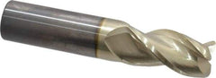 Accupro - 1", 3 Flute, Single End, Solid Carbide, 0.12" Corner Radius End Mill - 5" OAL, 37° Helix, Right Hand Flute, 2" LOC, Right Hand Cut - Caliber Tooling