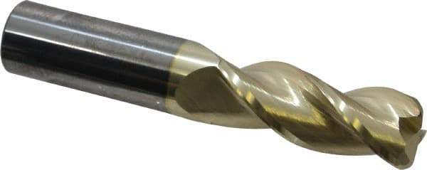 Accupro - 5/8", 3 Flute, Single End, Solid Carbide, 0.12" Corner Radius End Mill - 3-1/2" OAL, 37° Helix, Right Hand Flute, 1-5/8" LOC, Right Hand Cut - Caliber Tooling