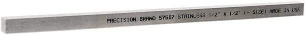 Value Collection - 12" Long x 1/2" High x 1/2" Wide, Plain Key Stock - Stainless Steel - Caliber Tooling