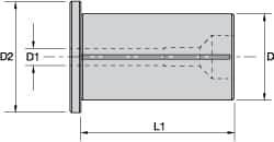 Kennametal - 13/16" ID x 1-1/4" OD, 1.417" Head Diam, Slotted Hydraulic Chuck Sleeve - Steel, 2.362" Length Under Head, Through Coolant - Exact Industrial Supply