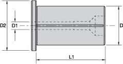 Kennametal - 5/8" ID x 1-1/4" OD, 1.417" Head Diam, Slotted Hydraulic Chuck Sleeve - Steel, 2.362" Length Under Head, Through Coolant - Exact Industrial Supply