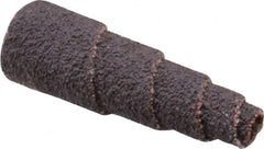 Merit Abrasives - 1-1/2" Long x 1/2" Diam, Aluminum Oxide, Full Taper Cartridge Roll - 60 Grit, 1/8" Pilot Hole Diam, Medium Grade - Caliber Tooling