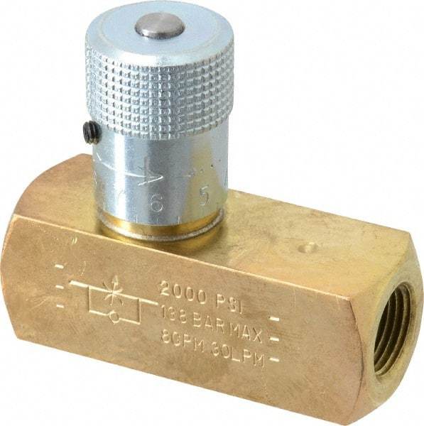 Parker - 8 GPM 3/8 Inlet Brass Hydraulic Control Valve - 3/8-18 Thread - Caliber Tooling