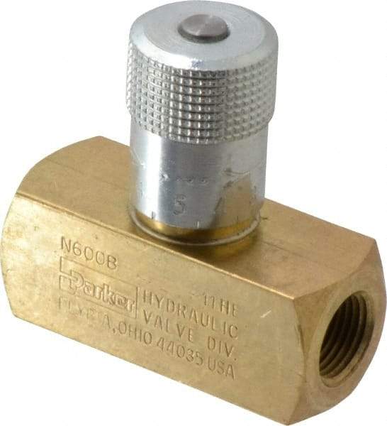 Parker - 8 GPM 3/8 Inlet Brass Hydraulic Control Valve - 3/8-18 Thread - Caliber Tooling