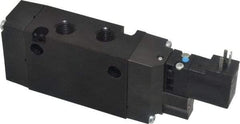 Parker - 1/4", 4-Way Body Ported Stacking Solenoid Valve - 120 VAC, 1.4 CV Rate, Air Return, 2.4" High x 5.78" Long - Caliber Tooling