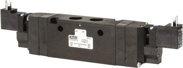 Parker - 4-Way Body Ported Stacking Solenoid Valve - 120 VAC, 2.1 CV Rate, 9.35" Long - Caliber Tooling