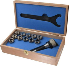 ETM - R8 Taper Shank, ER Collet Chuck Set - 2 to 20 mm Collet Chuck Capacity, Include Wrench - Exact Industrial Supply