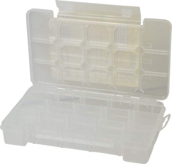 Akro-Mils - 5-1/8" Wide x 8-5/8" High x 5-1/8" Deep, Small Parts Storage Case - Clarified Polypropylene Frame, 3 to 15 Compartments, 1-3/8" Wide x 8-1/8" High x 1-1/4" Deep Bin - Caliber Tooling