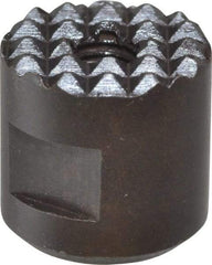 Fairlane - 10-32 Thread, 1/2" Diam, 1/2" High, Threaded, Extra Fine Tooth Grade Diamond Serration Tooth Pattern, High Speed Steel, Round Positioning Gripper - 3/16" Flat Width, Black Oxide Coated - Caliber Tooling