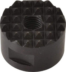 Fairlane - 1/4-28 Thread, 3/4" Diam, 1/2" High, Threaded, Fine Tooth Grade Diamond Serration Tooth Pattern, High Speed Steel, Round Positioning Gripper - 3/16" Flat Width, Black Oxide Coated - Caliber Tooling