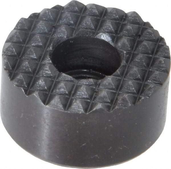 Fairlane - 1" Diam, 1/2" High, 1/4 C Bore SHCS, Counterbored, Fine Tooth Grade Diamond Serration Tooth Pattern, High Speed Steel, Round Positioning Gripper - Black Oxide Coated - Caliber Tooling