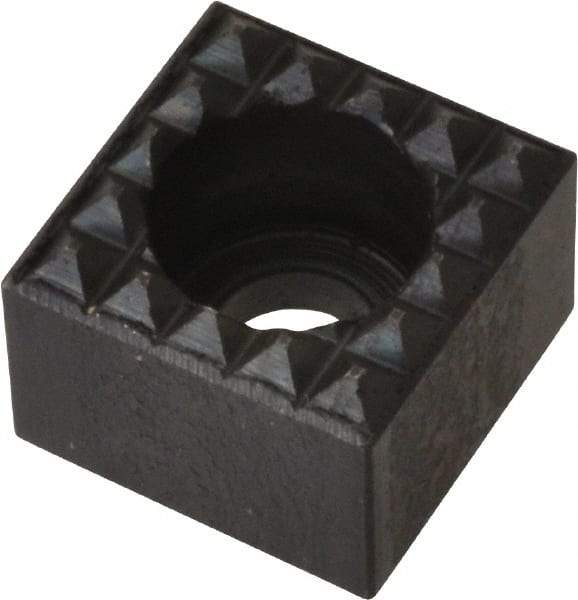 Fairlane - 1/2" Square, 3/8" High, #10 C Bore SHCS Size, Extra Fine Tooth Grade, Diamond Serration, High Speed Steel, Square Positioning Gripper - 0.03 x 45A° Chamfer, 1/4" Counterbore Depth, Black Oxide Finish - Caliber Tooling