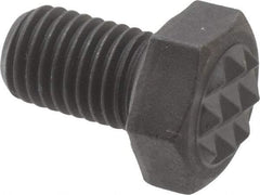 Fairlane - Serrated Tooth, 5/16-24, 1/2" Shank Length, 1/2" Thread Length, Black Oxide Finish, Hex Head, Adjustable Positioning Gripper - 3/8" Pad Diam, 1/2" Hex, 1/4" Head Height, Fine Tooth Grade - Caliber Tooling