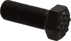 Fairlane - Serrated Tooth, 3/8-24, 1" Shank Length, 1" Thread Length, Black Oxide Finish, Hex Head, Adjustable Positioning Gripper - 1/2" Pad Diam, 9/16" Hex, 9/32" Head Height, Fine Tooth Grade - Caliber Tooling