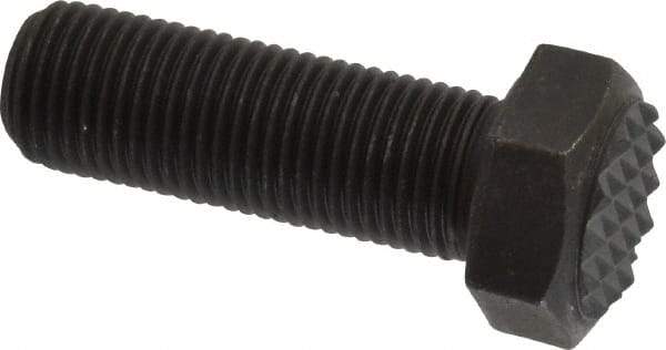 Fairlane - Serrated Tooth, 1/2-20, 1-1/2" Shank Length, 1-1/2" Thread Length, Black Oxide Finish, Hex Head, Adjustable Positioning Gripper - 5/8" Pad Diam, 3/4" Hex, 23/64" Head Height, Fine Tooth Grade - Caliber Tooling