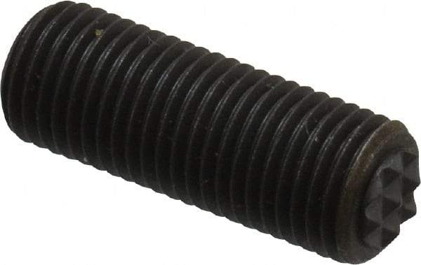 Fairlane - Serrated Tooth, 3/8-24, 3/16" Internal Hex, 1" Thread Length, Black Oxide Finish, Fully Threaded, Adjustable Positioning Gripper - 1/4" Pad Diam, Extra Fine Tooth Grade - Caliber Tooling