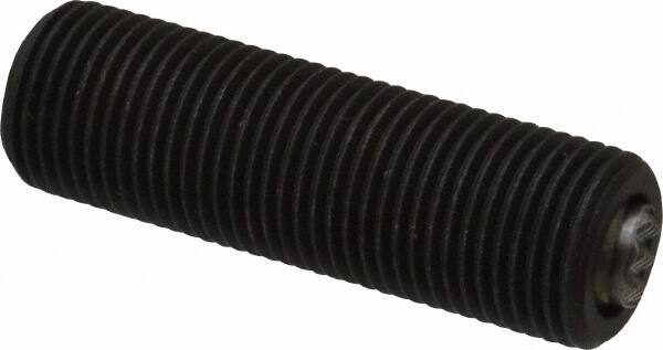 Fairlane - 5/8-18, 2" Thread Length, 3/8" Ball Diam, Serrated Ball Pad Surface, Alloy Steel, Black Oxide, Threaded, Swivel Action Gripper Assemblies - 5/16" Contact Diam, High Speed Steel Ball - Caliber Tooling