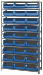 Quantum Storage - 4,275 Lb Capacity, 18" Deep x 42" Wide x 75" High, Steel Pick Rack - 27 Black Polyethylene Bins - Caliber Tooling