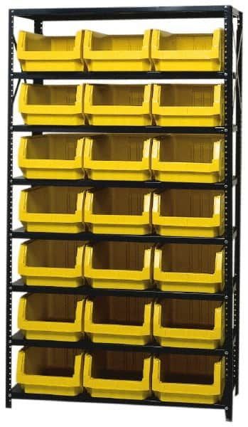 Quantum Storage - 3,325 Lb Capacity, 18" Deep x 42" Wide x 75" High, Steel Pick Rack - 21 Black Polyethylene Bins - Caliber Tooling