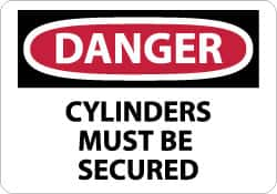 NMC - "Danger - Cylinders Must Be Secured", 10" Long x 14" Wide, Rigid Plastic Safety Sign - Rectangle, 0.05" Thick, Use for Accident Prevention - Caliber Tooling